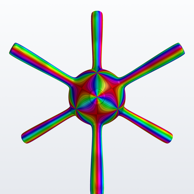 Riemann relief (ornament) of (z*(z**4 - 1))**4 / (z**8 + 14*z**4 + 1)**3