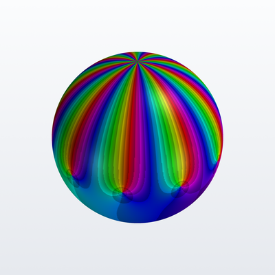 Riemann sphere of z / (z**10 - 1)