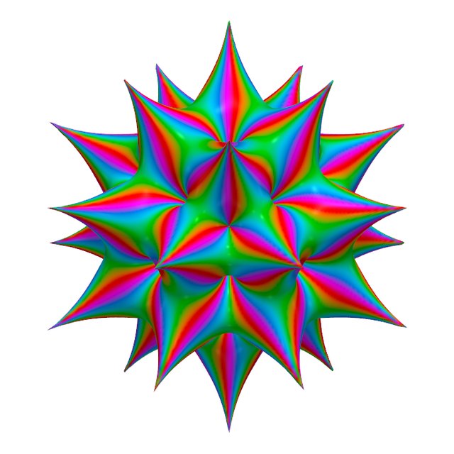 The printed shape, colored by phase